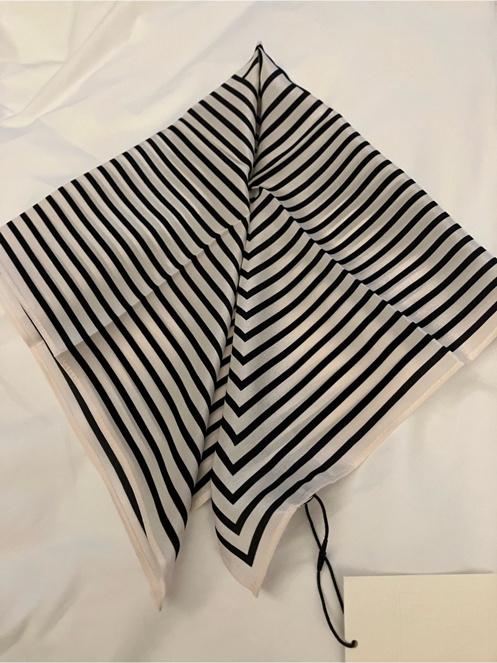 Totême Black and Cream Striped Silk Scarf - Picture 9 of 10